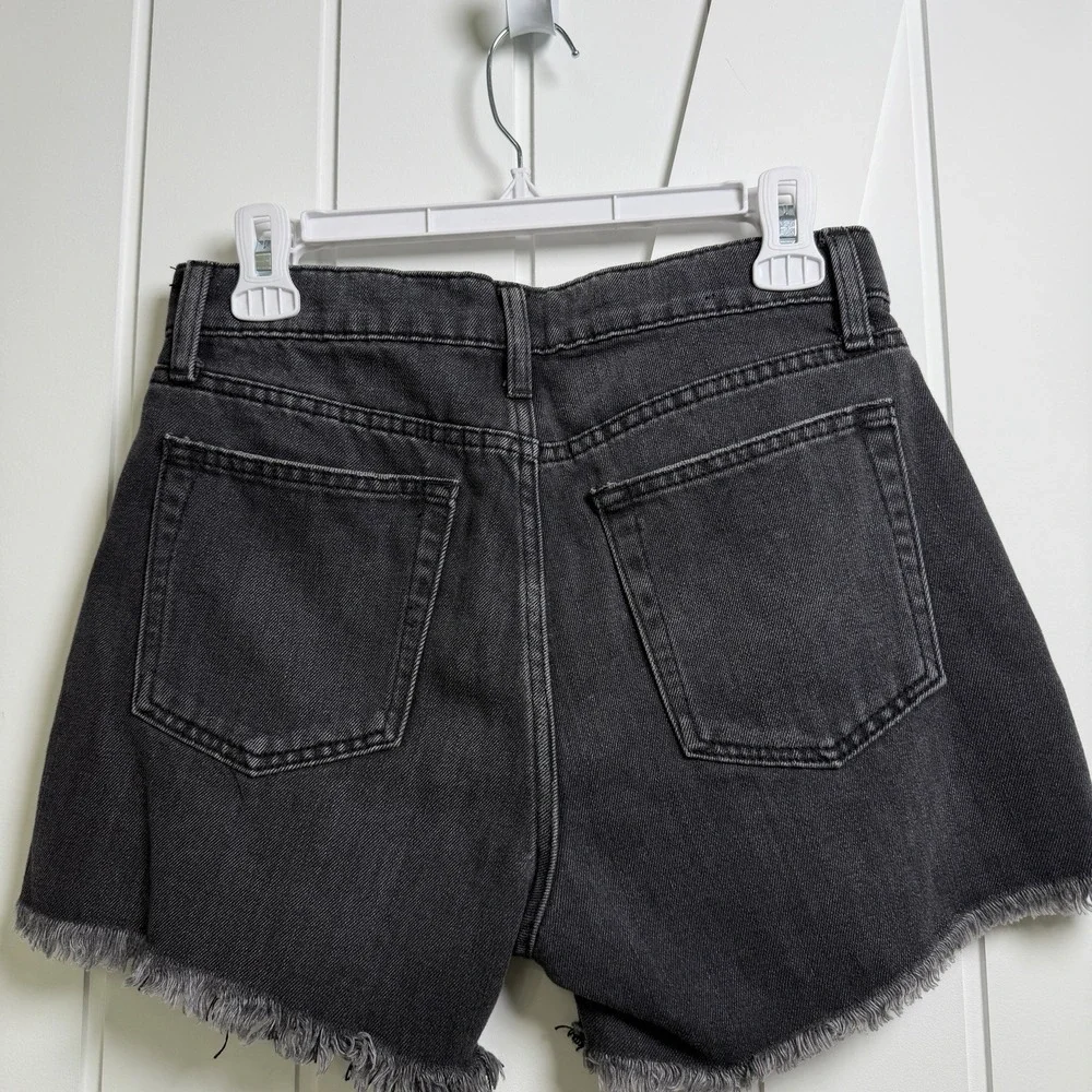 Gap Black Denim High Rise Cheeky Shorts Size 2/26 Button Up Streetwear Grunge - Picture 5 of 7